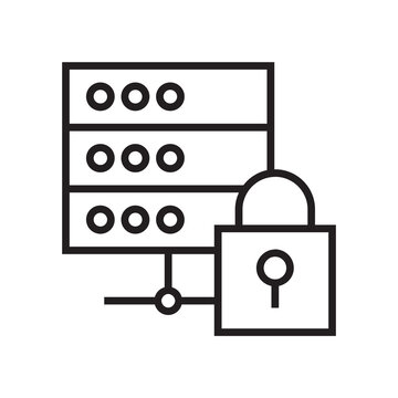 Database Server Security Padlock Line Icon