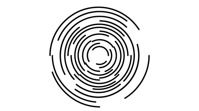 Abstract black and white circle vector illustration featuring broken concentric line patterns for modern designs