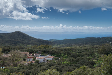 View from Los Alcornocales Natural Park in Cadiz, Spain, overlooking the Strait of Gibraltar with the coast of Morocco visible in the distance.  © ihervas