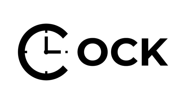 Creative clock typography logo featuring bold black lettering and integrated watch face elements