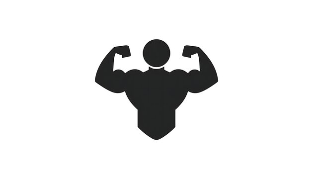 Muscular bodybuilder silhouette flexing powerful arms proudly during heavy weightlifting training sessions inside gym
