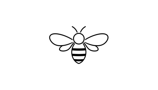 Minimalist bumblebee vector icon featuring clean black outlines isolated on plain white background design