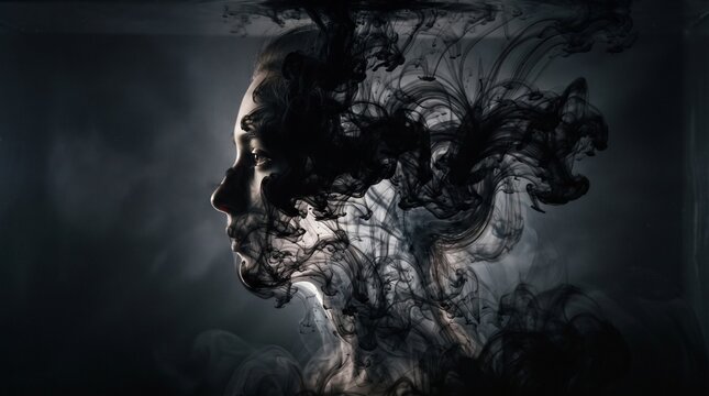 Human Face Dissolving Into Black Ink &ndash; Dark Surreal Transformation
