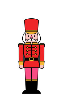 Illustration of a traditional red toy soldier nutcracker figure