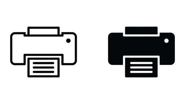 Minimalist printer icon set in black and white