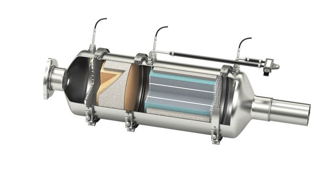 Rotation of  diesel particulate filter -DPF filter - 3d animation
