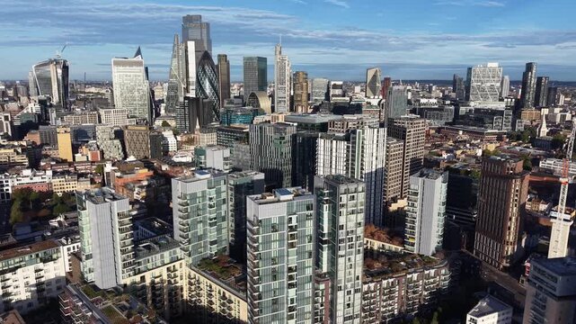 Aerial view of Goodmans Fields, Berkeley Homes, Bordered by Leman Street, Alie Street, and Gowers Walk in Aldgate