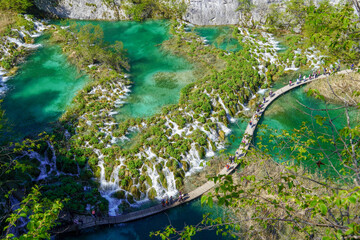 Gavanovac Lake, Velike Kaskade (Great Cascades) and Kaluderovac Lake on Korana River. Plitvice Lakes National Park. Croatia. Europe.  © Danijel Hunjek
