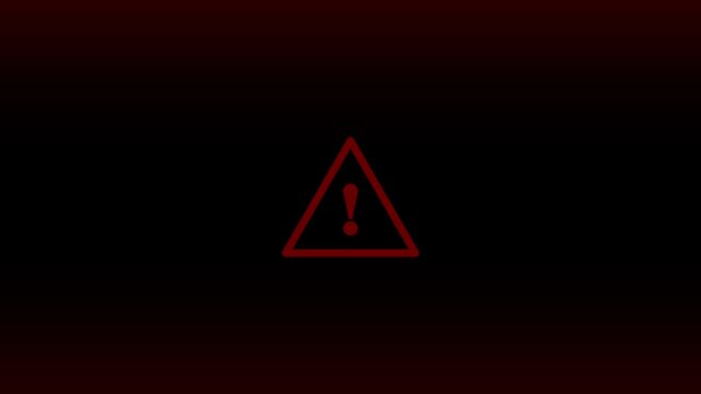 warning triangle sign overlay, danger alert animation screen with transparent loop,4k