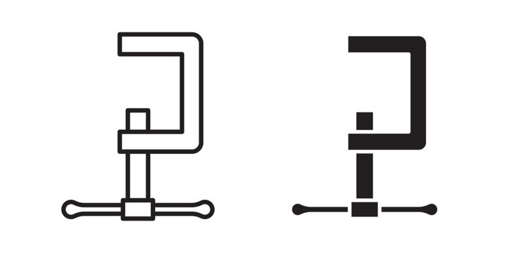 Clamp icon flat outline in black