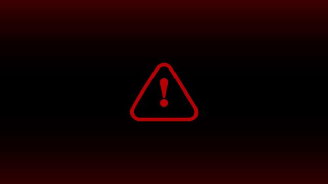 warning triangle sign overlay, danger alert animation screen with transparent loop, vertical footage 4K