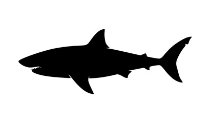 Obraz premium Black Shark Silhouette Vector Icon Swimming Side View