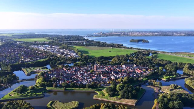 Aerial view of historic Naarden in the Netherlands