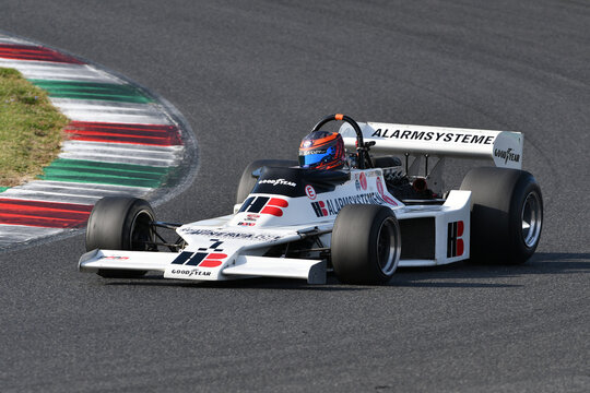 Scarperia, Italy - October 2th 2026: Boro 001 of year 1976 ex Larry Perkins drive by unknown in action during practice session at Mugello Circuit.
