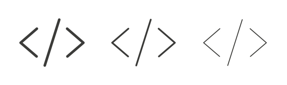Code icon flat outline in black