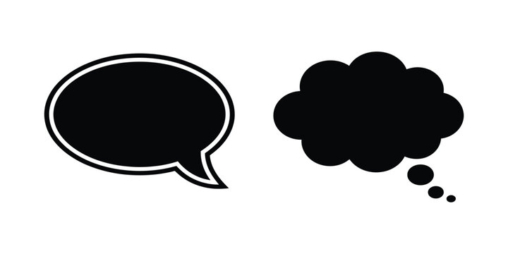 Hand drawn speech bubble and thought bubble isolated on a white background