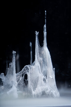 White Abstract Underwater Structure on Black Background