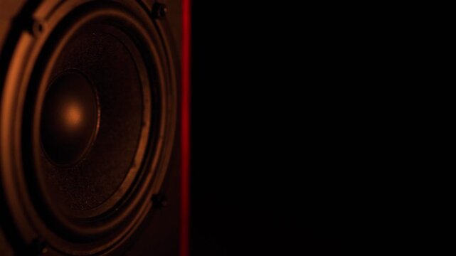 coloured macro close up of a speaker with negative space for copy text