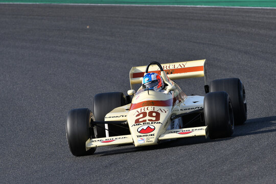 Scarperia, Italy - October 2th 2026: Arrows A6 of year 1983 ex Marc Surer drive by unknown in action during practice session at Mugello Circuit.