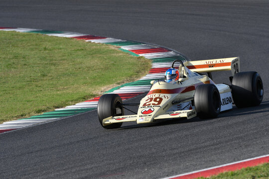 Scarperia, Italy - October 2th 2026: Arrows A6 of year 1983 ex Marc Surer drive by unknown in action during practice session at Mugello Circuit.