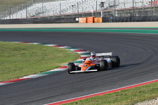Scarperia, Italy - October 2th 2026: Arrows A4 of year 1982 ex Mauro Baldi drive by unknown in action during practice session at Mugello Circuit.