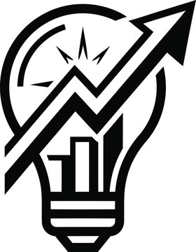 Business Growth Light Bulb with Rising Arrow Icon