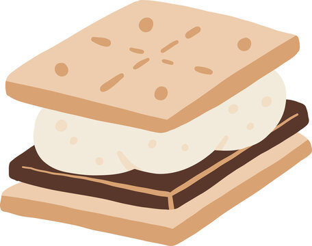 Delicious smore with toasted marshmallow and chocolate graham cracker vector illustration