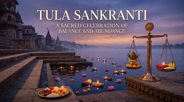 Tula Sankranti Festival Banner with Sacred River Rituals