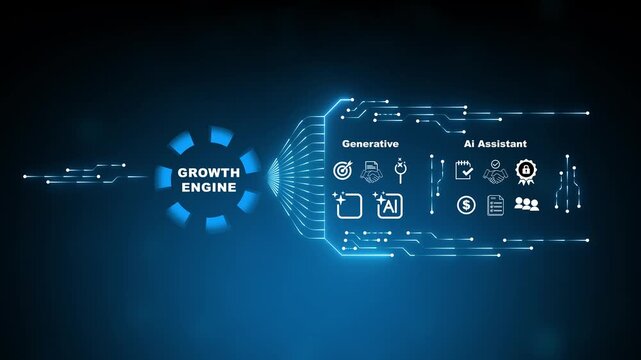 Growth Engine Dashboard Interface Representing Revenue Acceleration, Business Scaling and Strategic Development Solutions