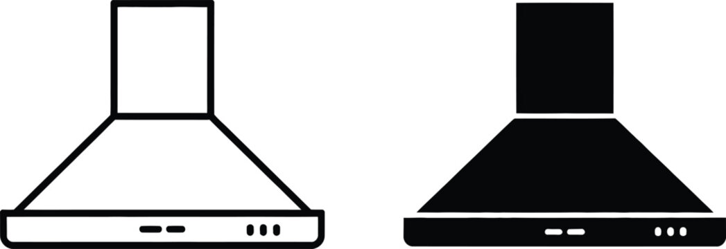 Kitchen hood appliance outline and vector illustration