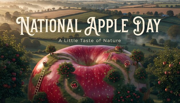 Giant red apple landscape for national apple day celebration