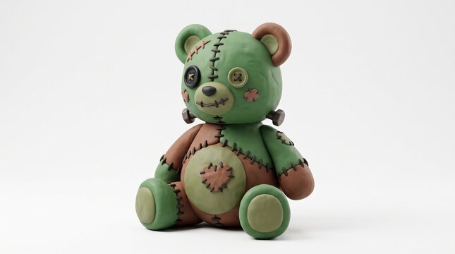 Stitched Green Teddy Bear Toy