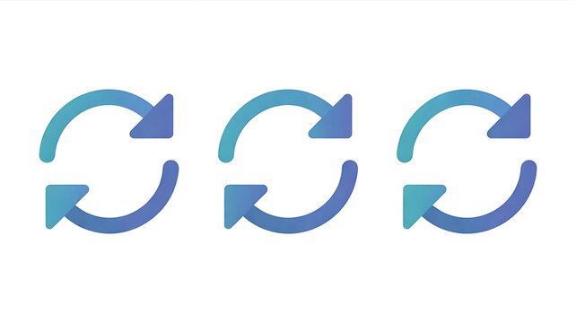 arrows circle set of 1 and 3 arrow elements clock wise direction. blue spin vector circular arrow rotating sign icons with flat and white gradient color