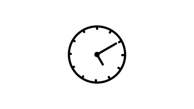 Black clock on White background animation day time. Footage. Alpha channel.