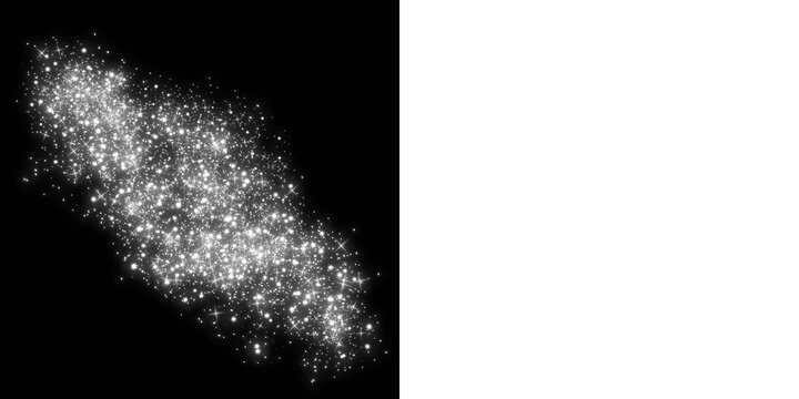 Sparkling silver glitter particles scattered across a void during a celebratory moment