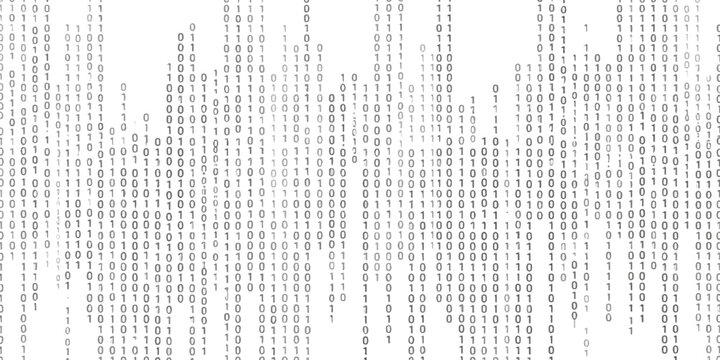 Abstract digital background with falling binary code numbers in black and white