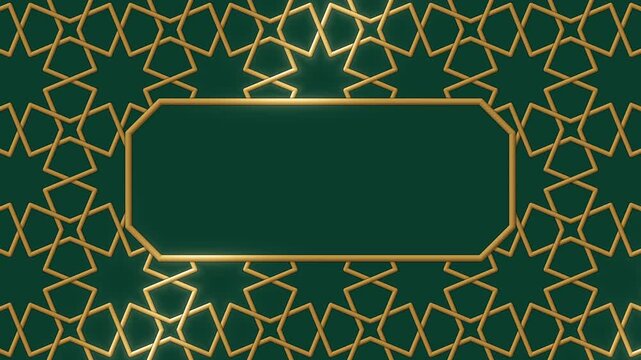 Gold Islamic pattern background with empty frame, Ramadan Kareem loop