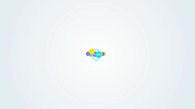 Abstract colorful circles and heart shape animated logo clean background graphic motion design