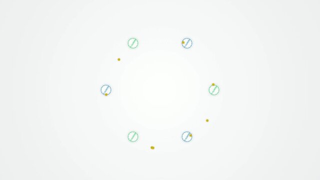 Abstract Circle of Digital Icons with Plus and Minus Symbols Clean White Background Technology Concept