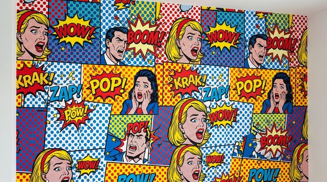Keywords:
pop art, comic book, seamless pattern, vintage comic, retro art, comic speech bubble, halftones, ben day dots, action effects, comic expressions, retro wallpaper, graphic novel, colorful bac