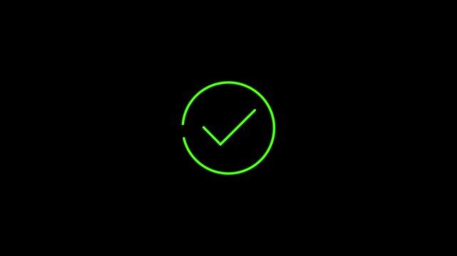 Minimalist animated green checkmark icons inside circles isolated on white background for correct wrong answer selection and quiz motion.4K