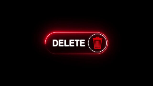 Confident businessman presses glowing DELETE button with trash icon.