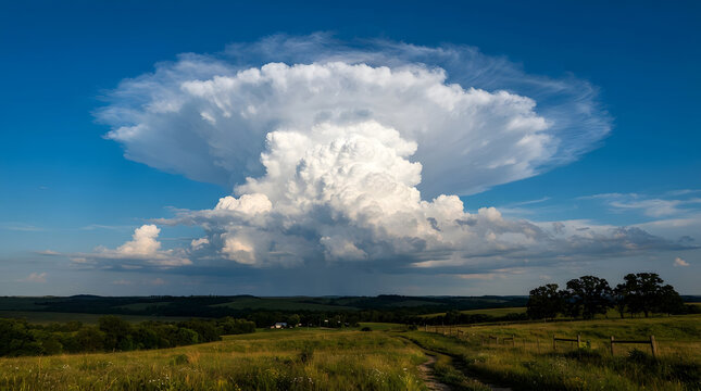 Mushroom cloud forming over flat landscape