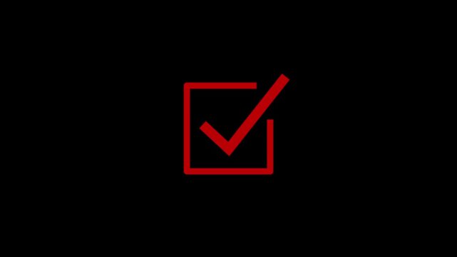 Animated Red check mark icon. right check mark icon transparent background.4k motion graphics video