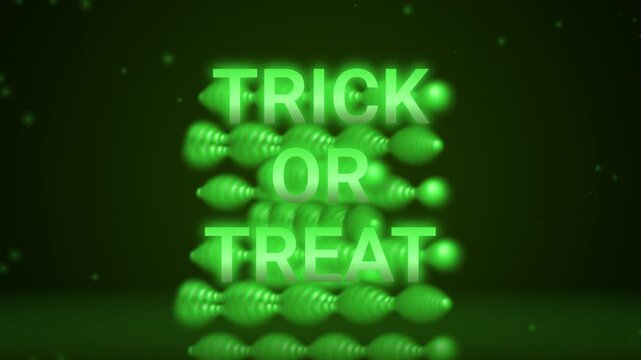 Green ghostly echo shadow typography animation spelling Trick or Treat for Halloween celebration