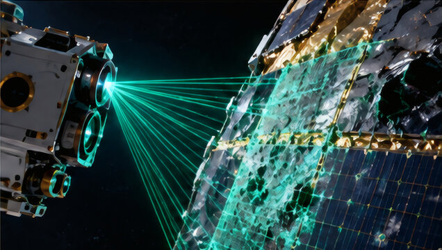 Autonomous spacecraft lidar scan inspecting orbital space debris