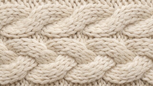 Cream cable knit wool texture background, cozy winter knitted pattern