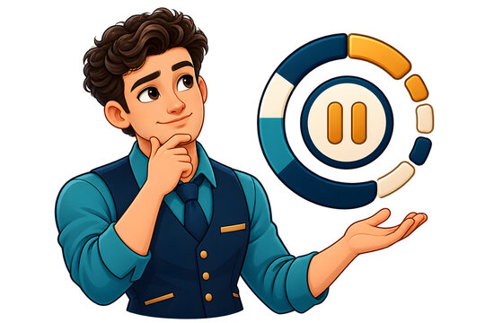 Pending Approval Cartoon Character for Business Workflow Status emotes