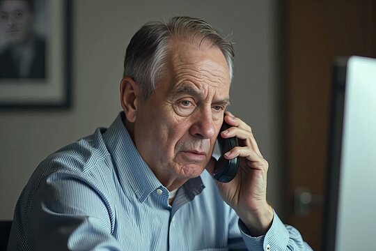 Elderly Man Expresses Confusion and Frustration While Dealing with Scam Call on Phone
