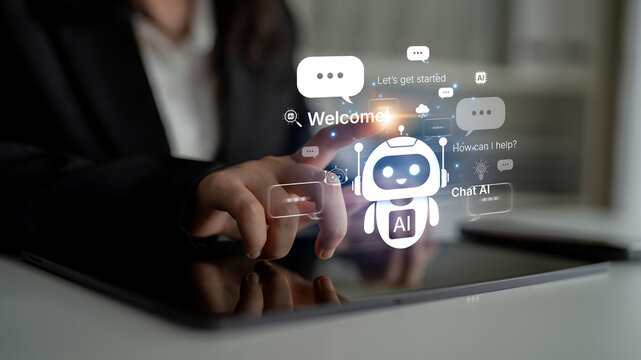Welcome message introduces chat AI assistant for instant help. Chat AI supports questions and tasks, and chat AI improves service with friendly NLP chatbot onboarding. Corpus